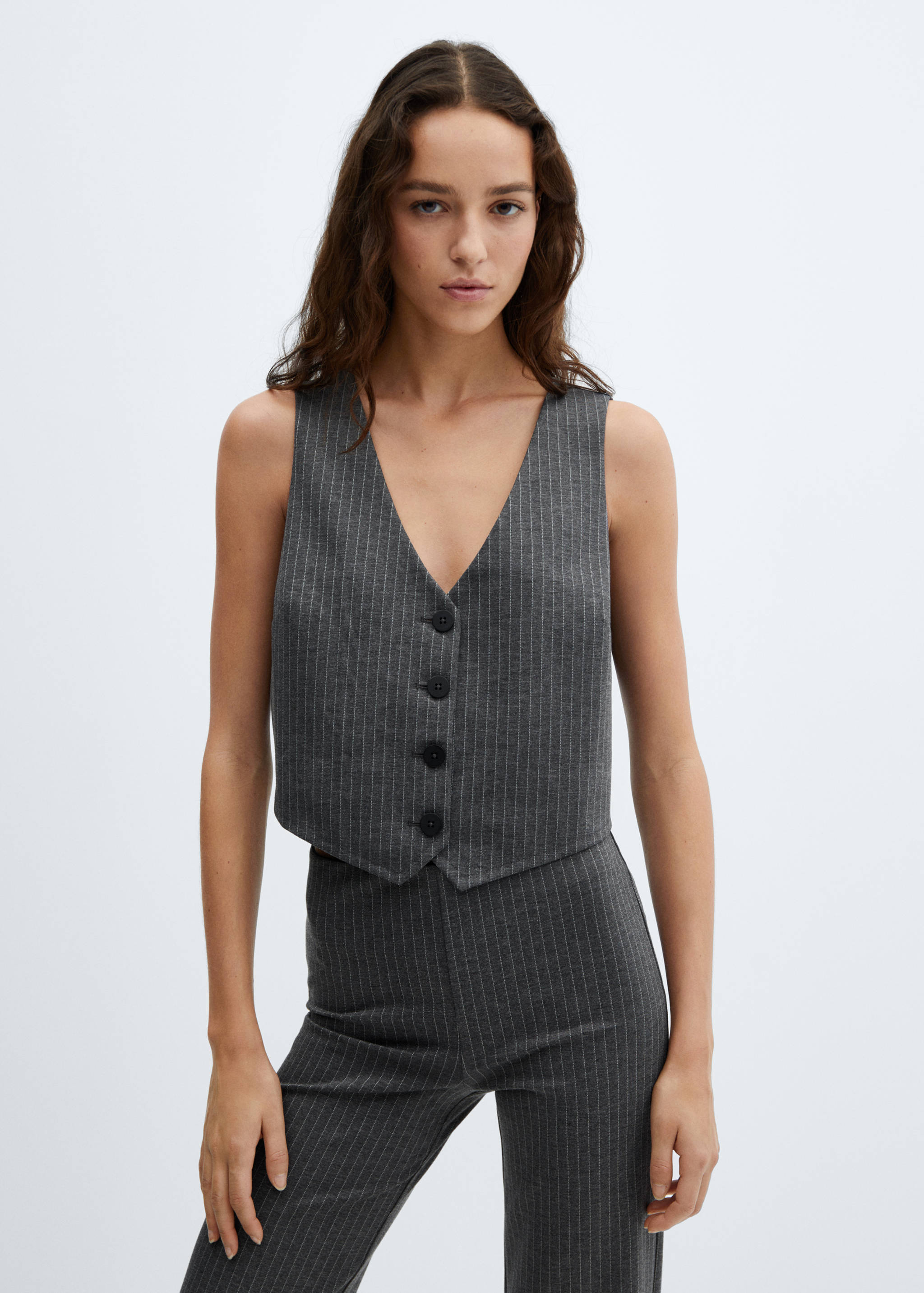 Cropped waistcoat with buttons - Medium plane