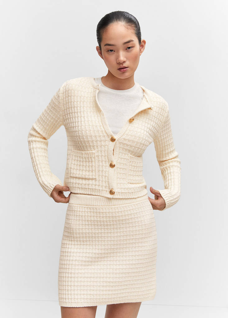 Textured knit cardigan — Off White