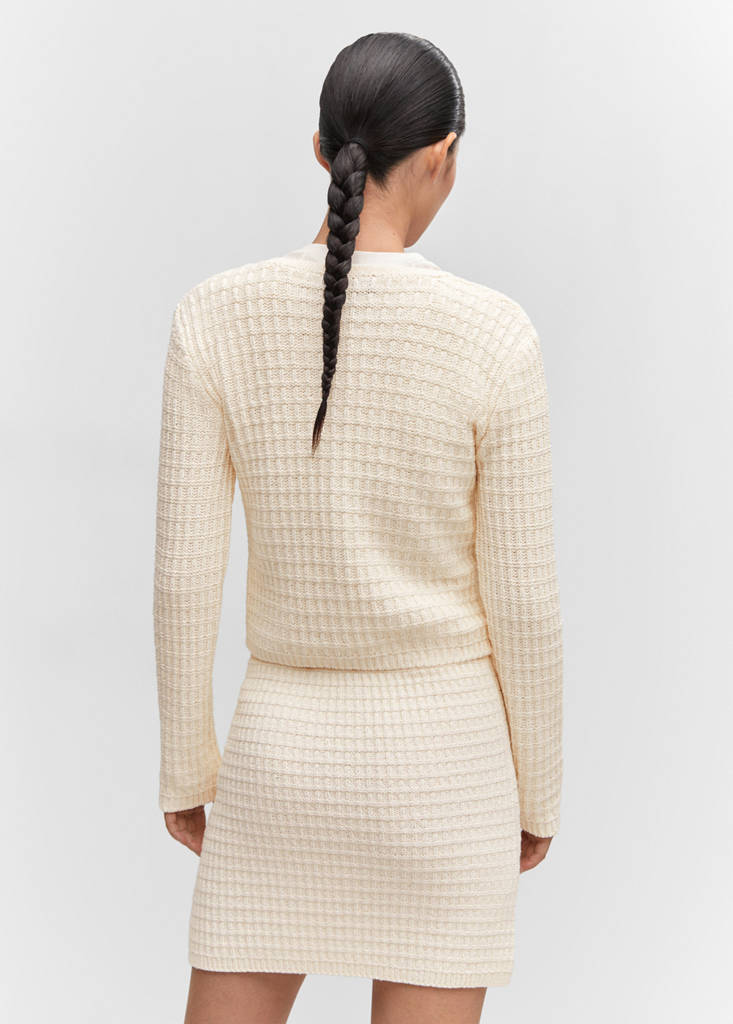 Textured knit cardigan — Off White