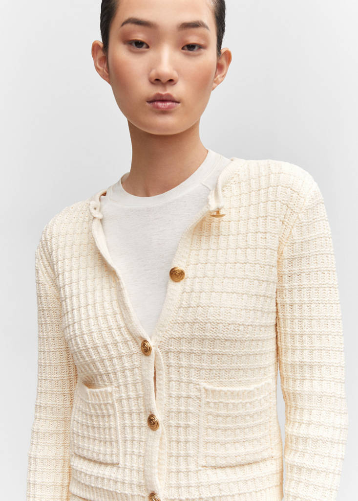 Textured knit cardigan — Off White