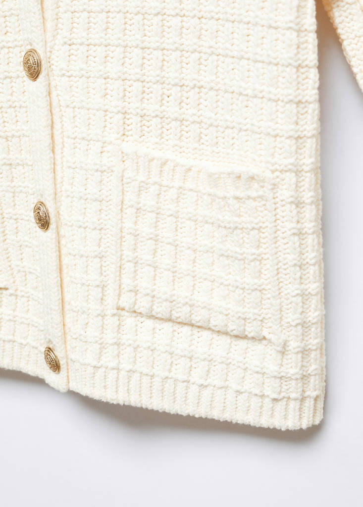 Textured knit cardigan — Off White