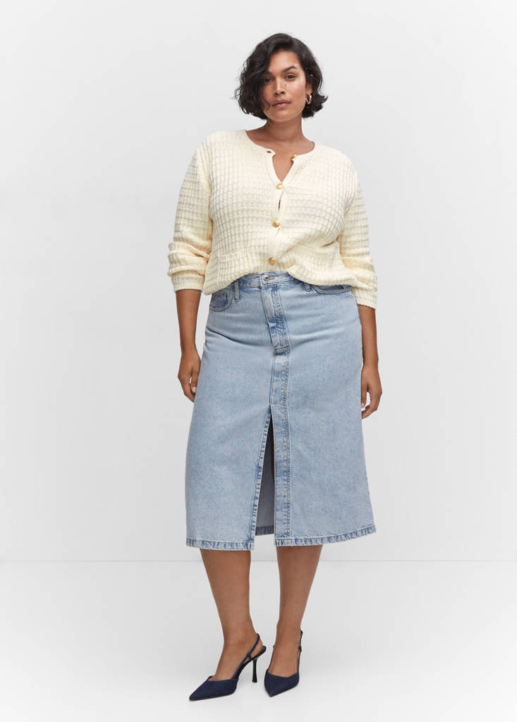 Textured knit cardigan — Off White
