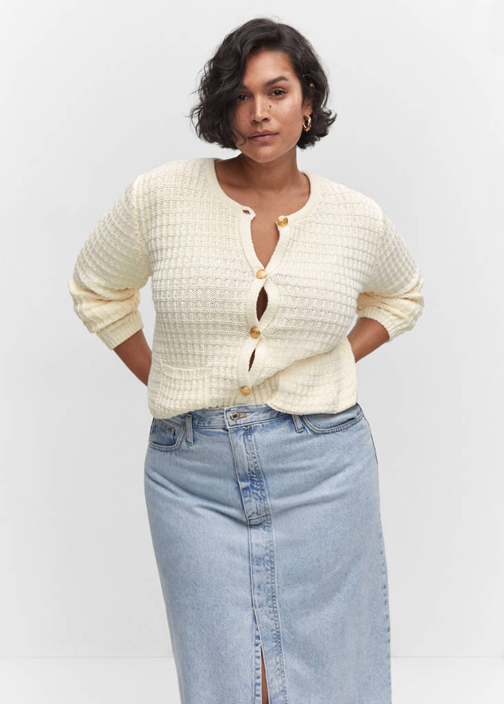 Textured knit cardigan — Off White