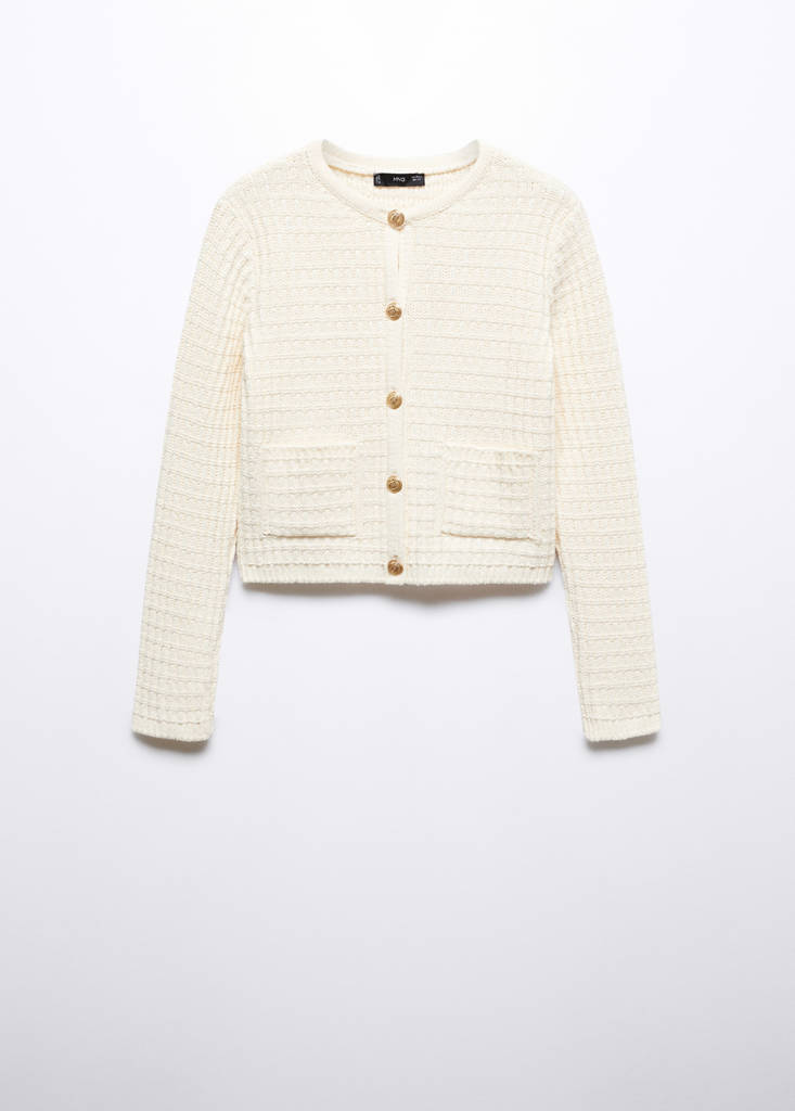 Textured knit cardigan — Off White