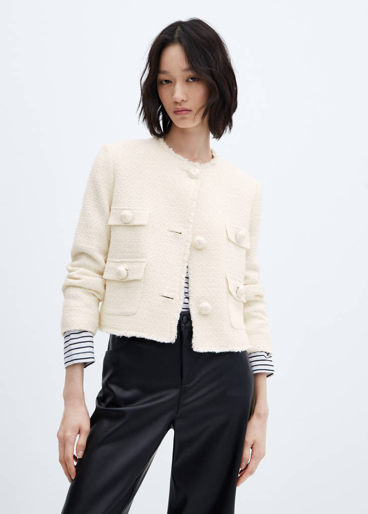 Tweed jacket with pockets — Ecru