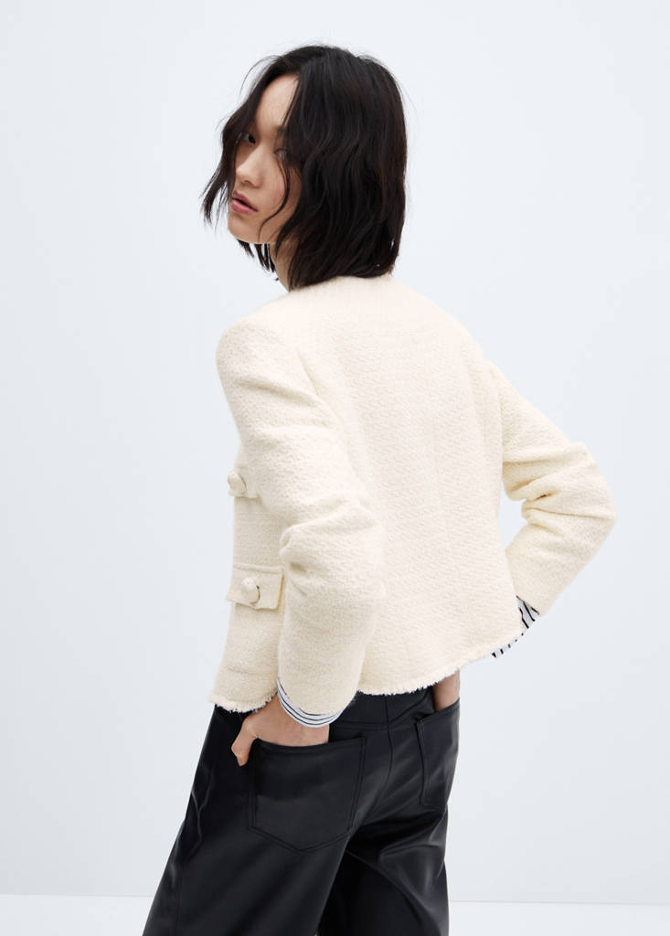 Tweed jacket with pockets — Ecru