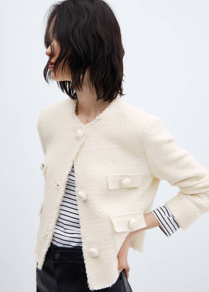 Tweed jacket with pockets — Ecru