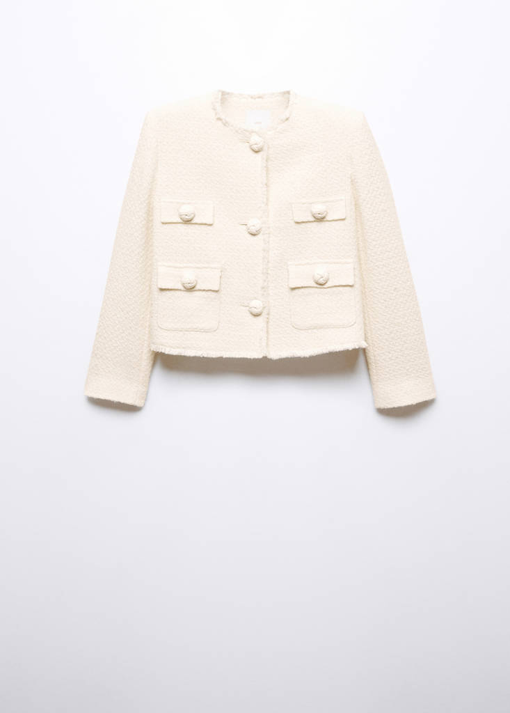 Tweed jacket with pockets — Ecru