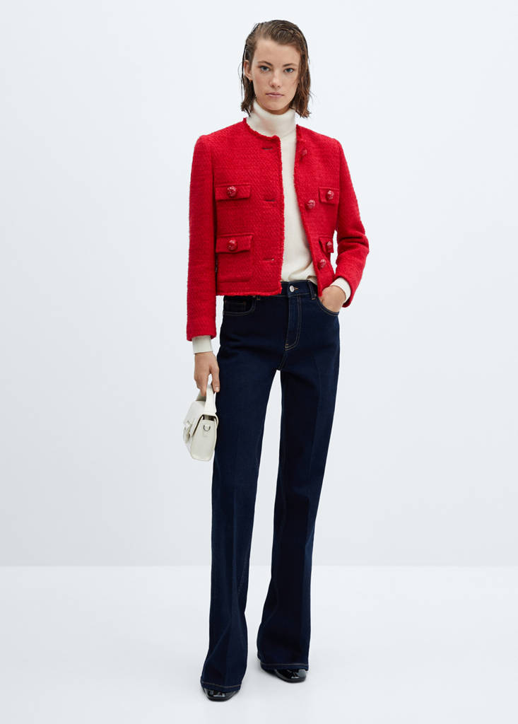 Tweed jacket with pockets — Red