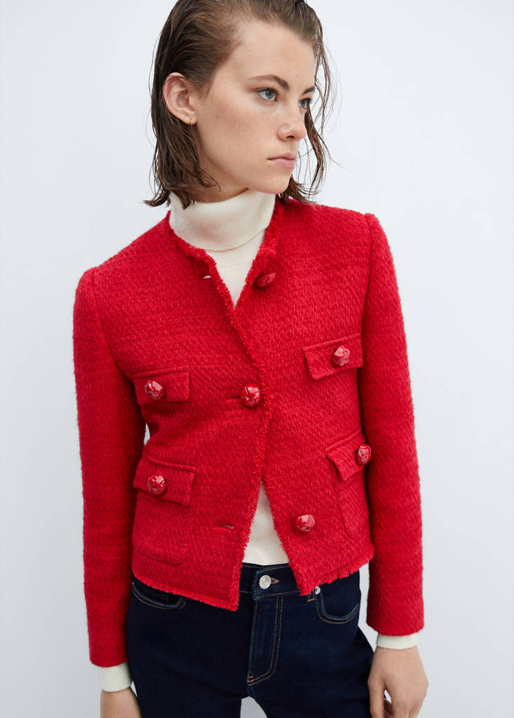 Tweed jacket with pockets — Red
