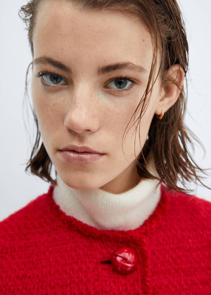 Tweed jacket with pockets — Red