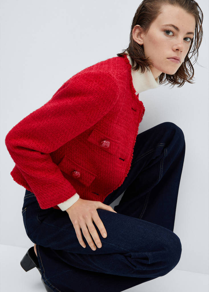 Tweed jacket with pockets — Red