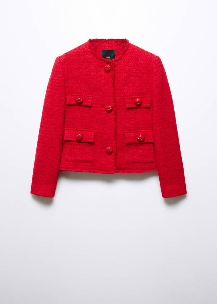 Tweed jacket with pockets — Red