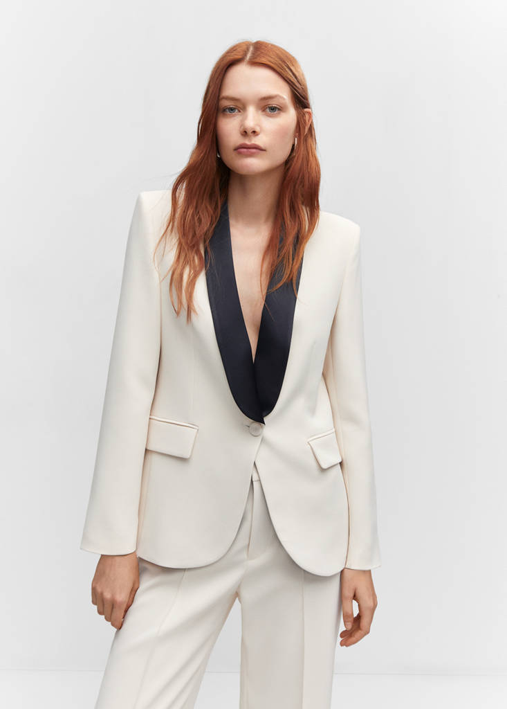 Contrast structured blazer with shawl collar 