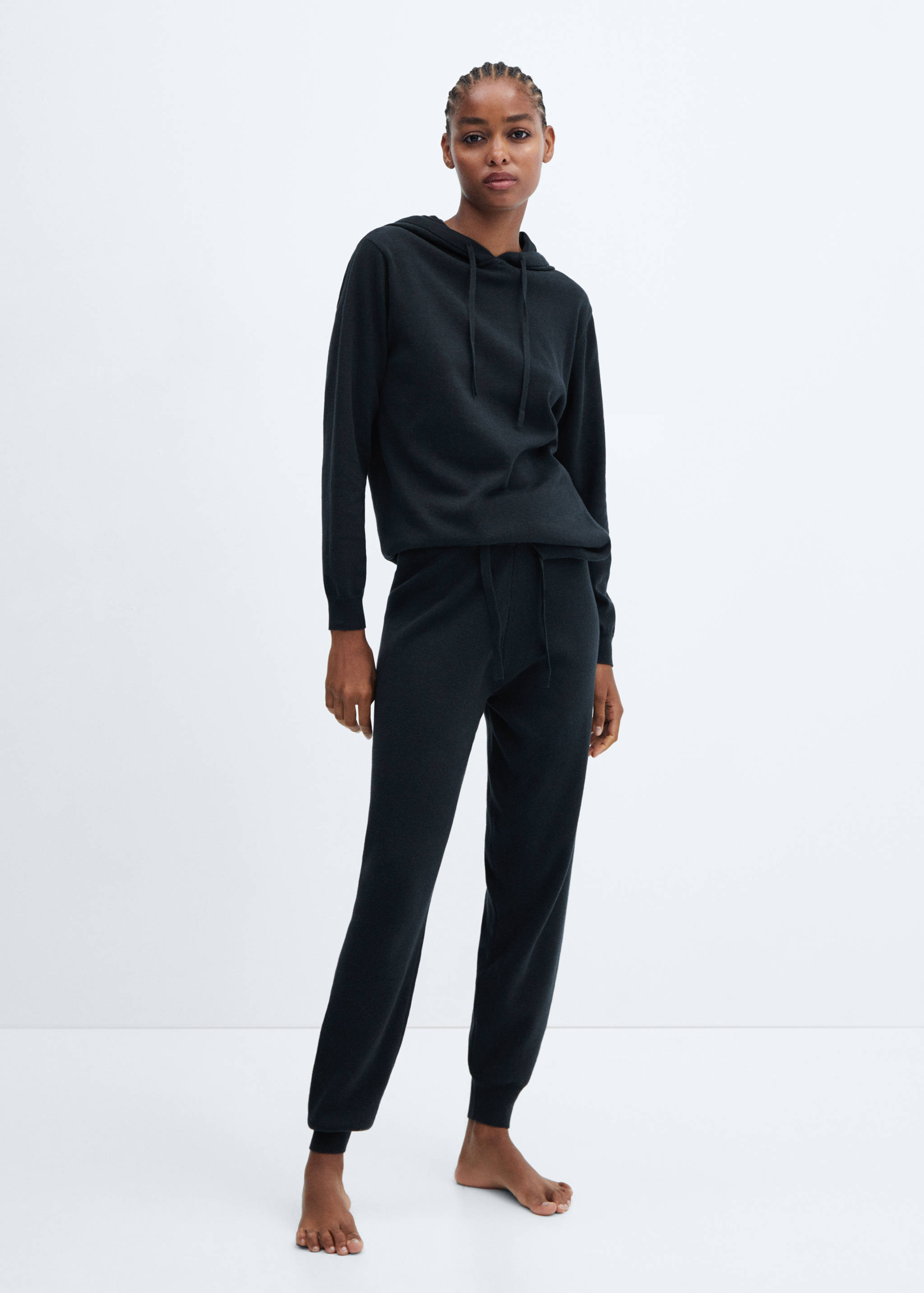 Sudadera pijama capucha algodón y lino - Plano general