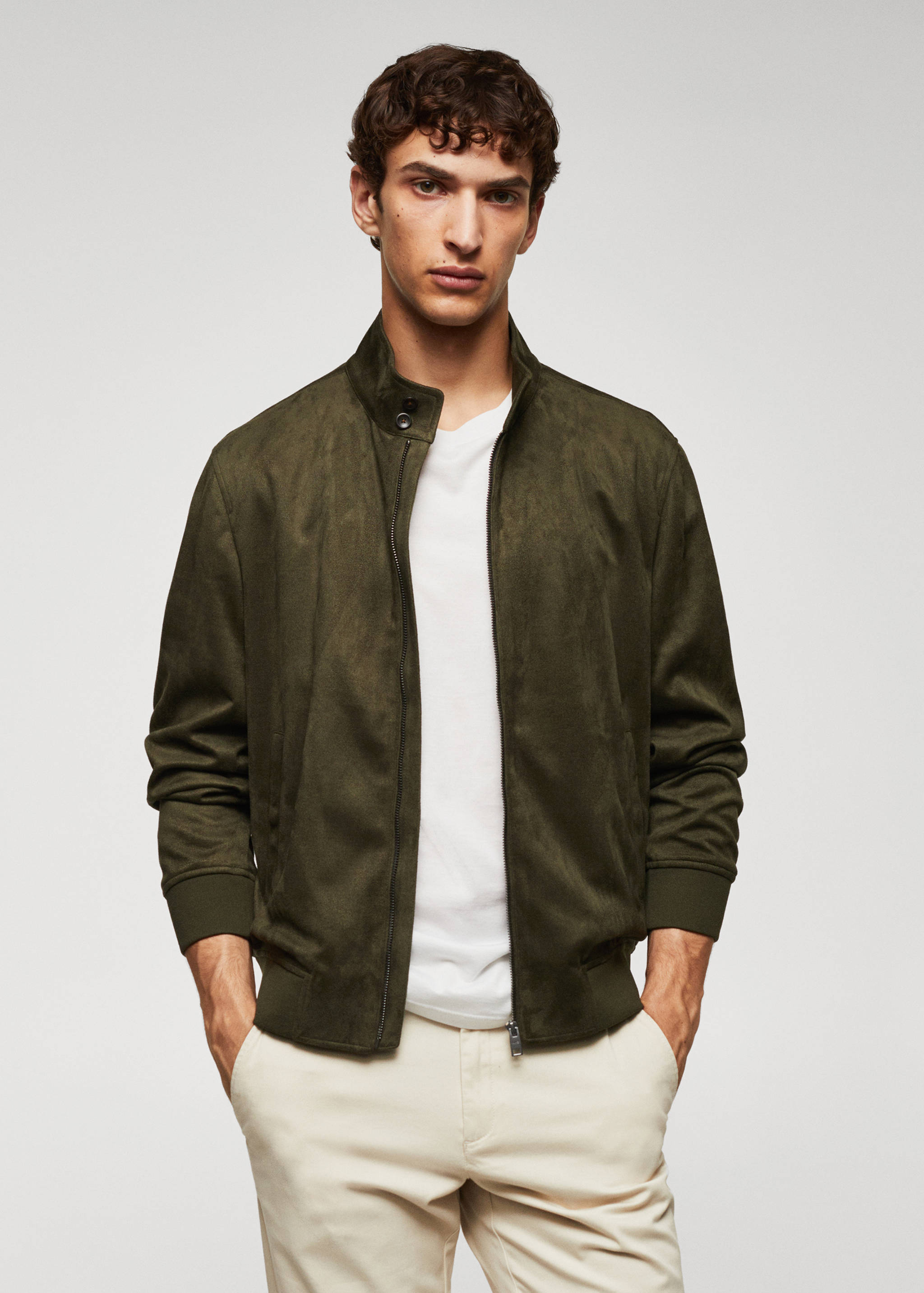 Suede-effect bomber jacket - Medium plane