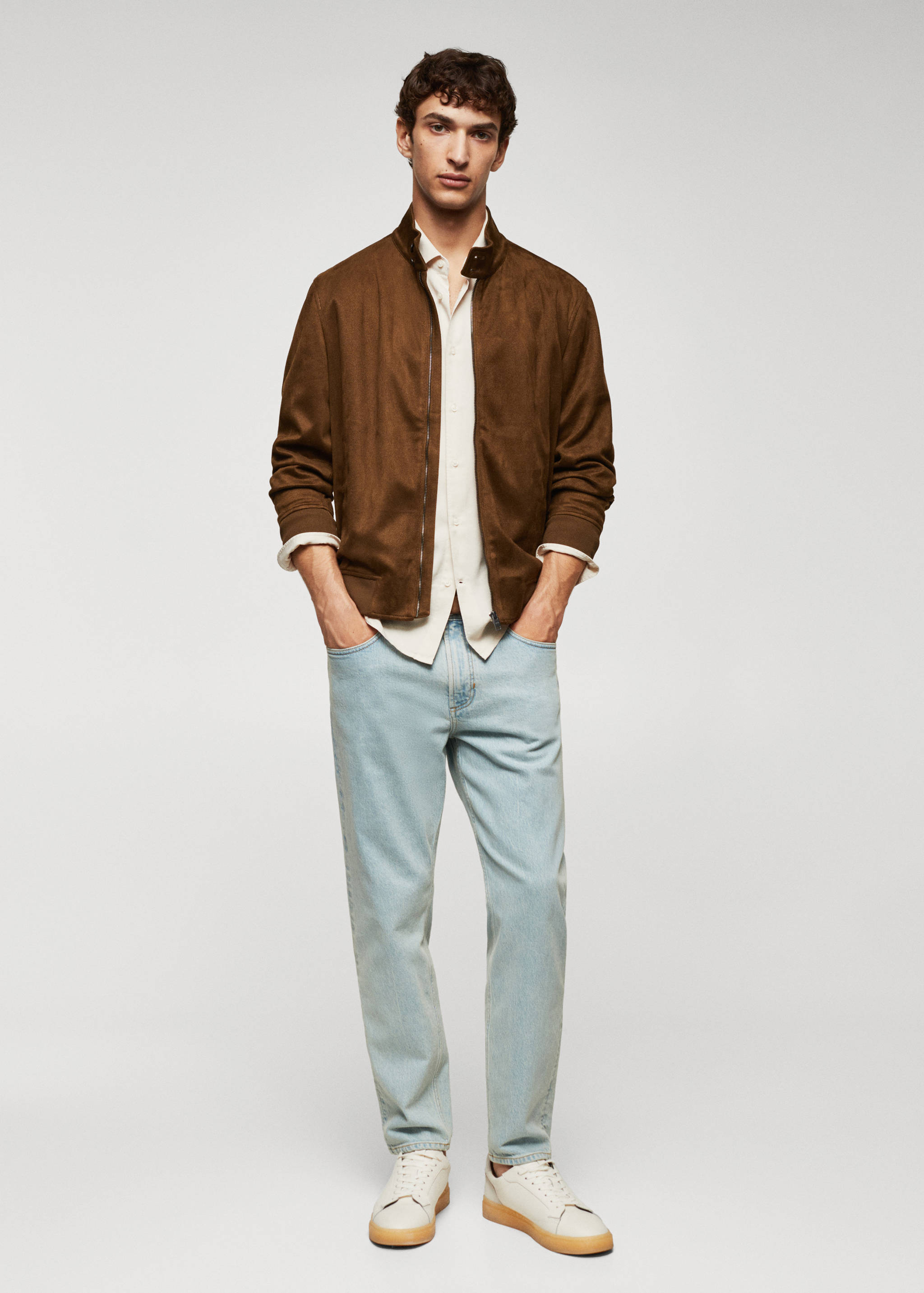Suede-effect bomber jacket - General plane