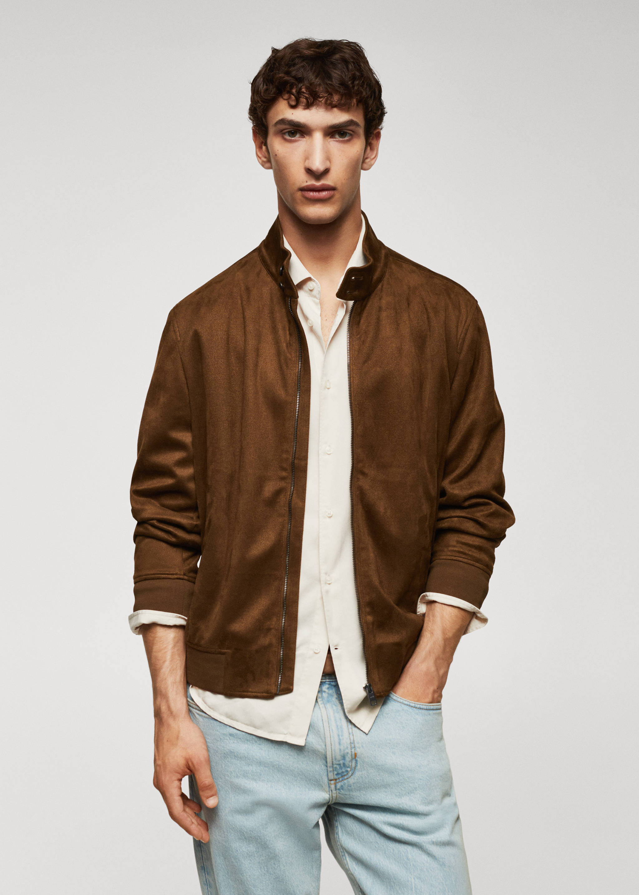 Suede-effect bomber jacket - Medium plane