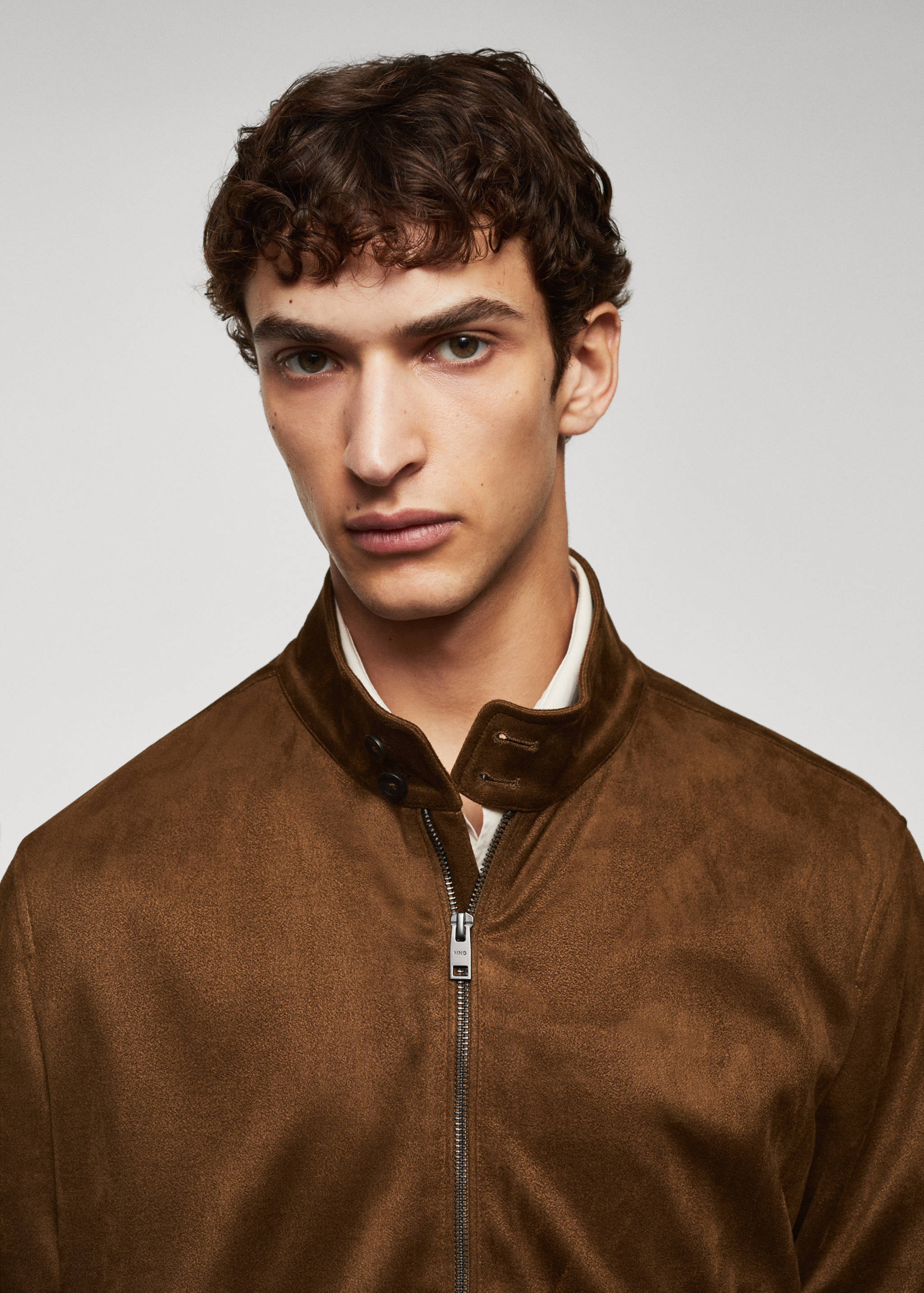 Suede-effect bomber jacket - Details of the article 1