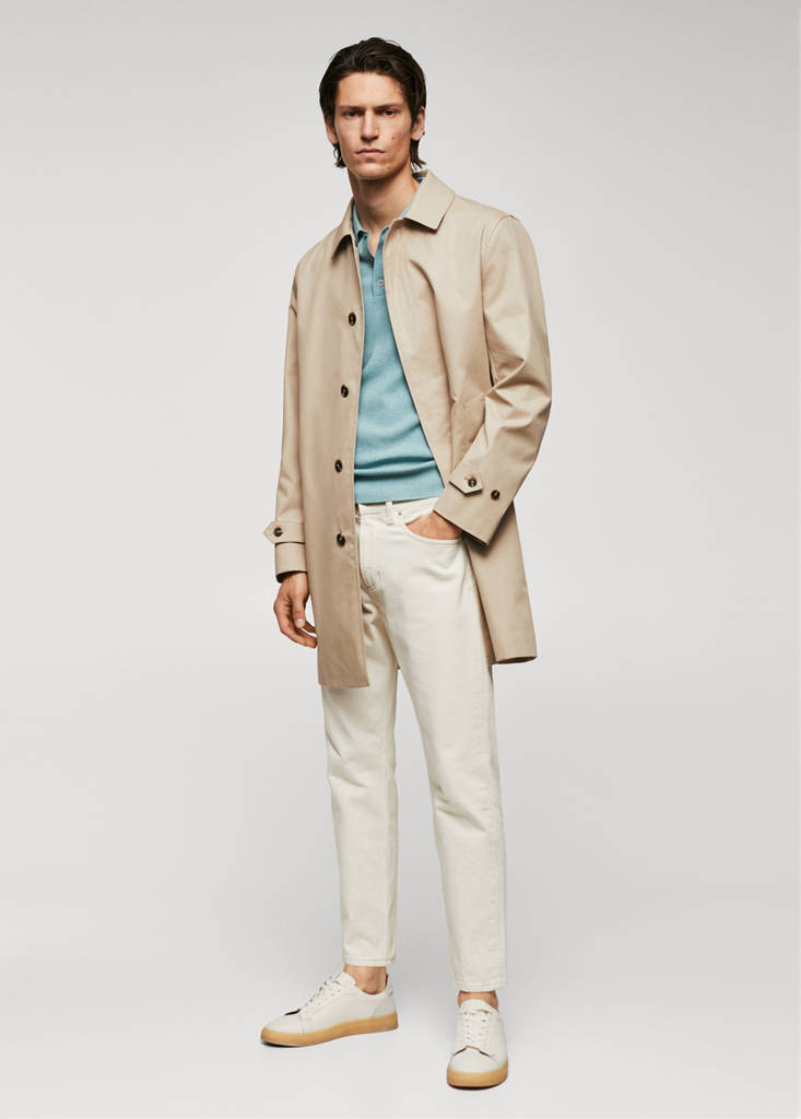 Water-repellent cotton trench coat — Light/Pastel Grey
