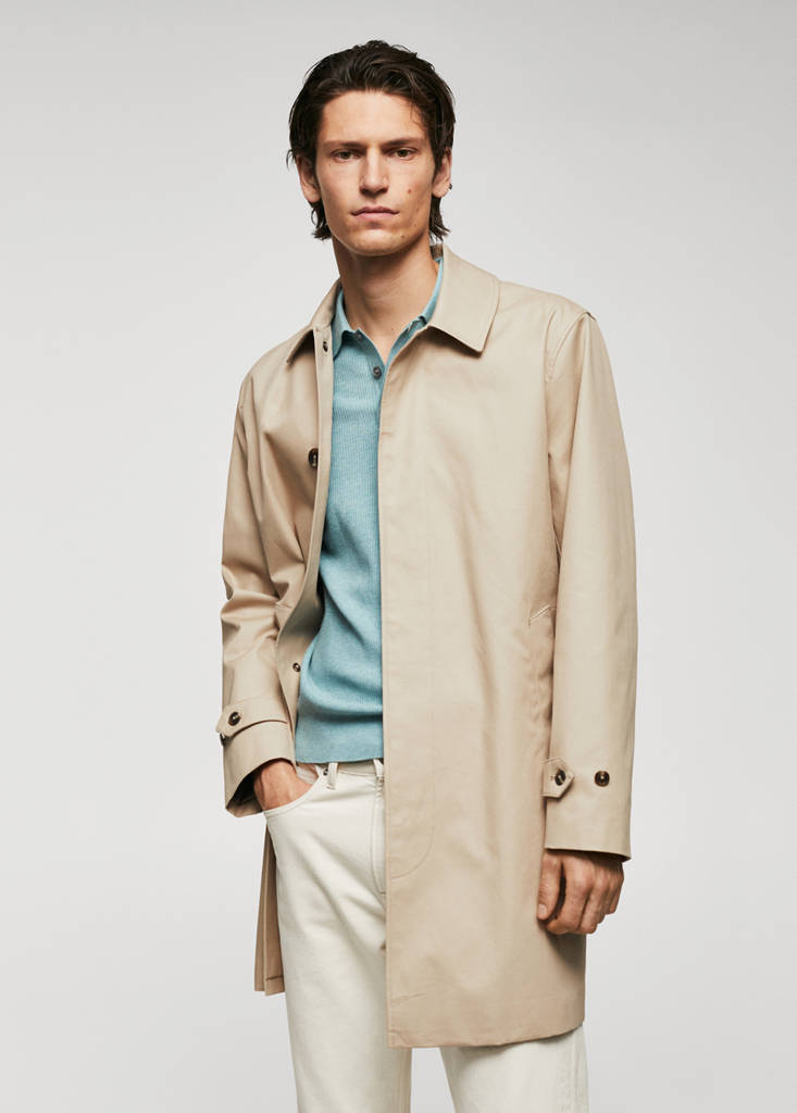 Water-repellent cotton trench coat — Light/Pastel Grey