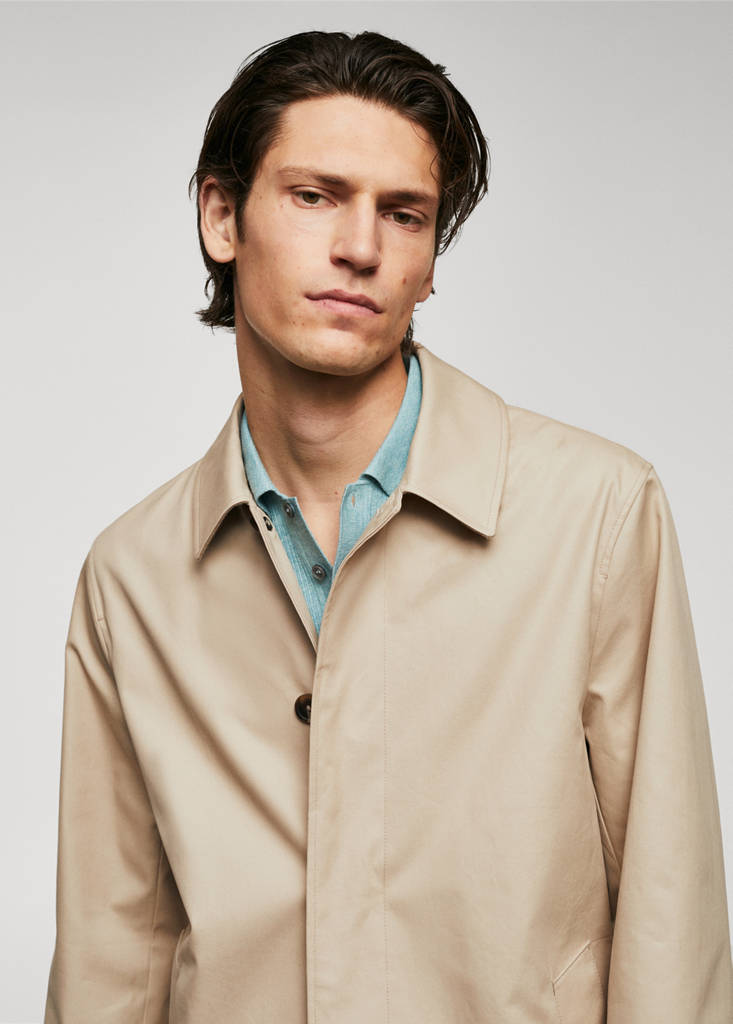 Water-repellent cotton trench coat — Light/Pastel Grey