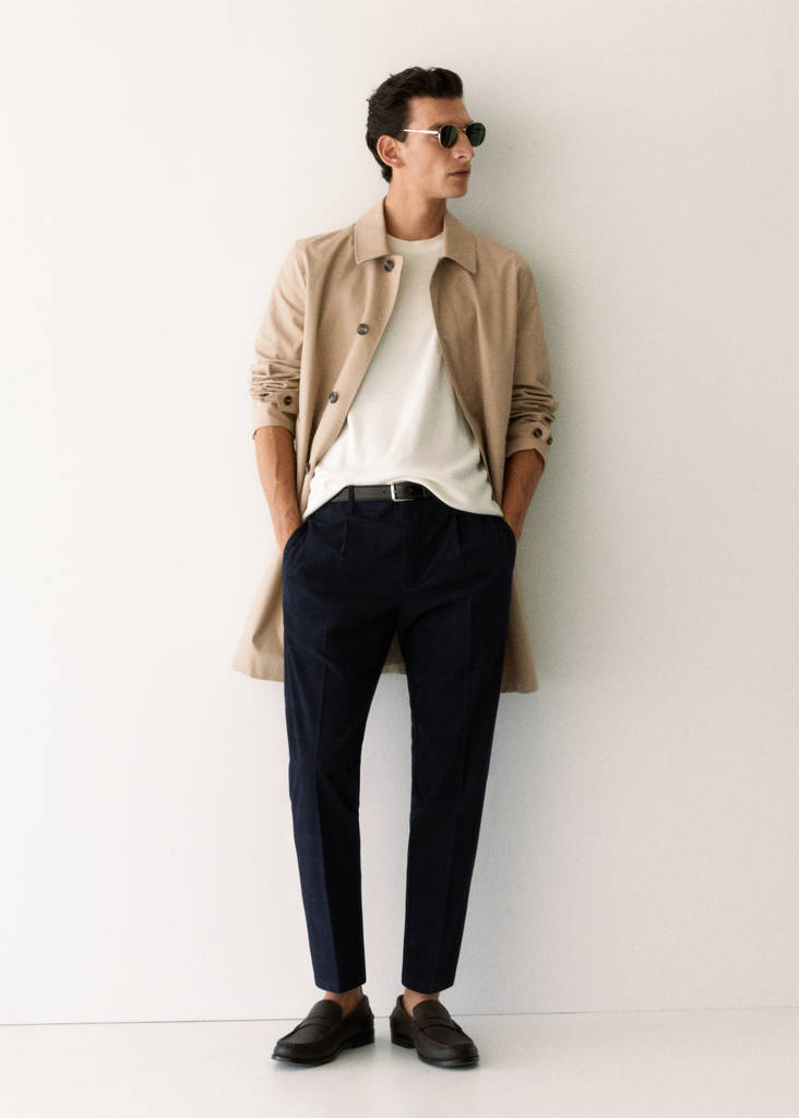 Water-repellent cotton trench coat — Light/Pastel Grey