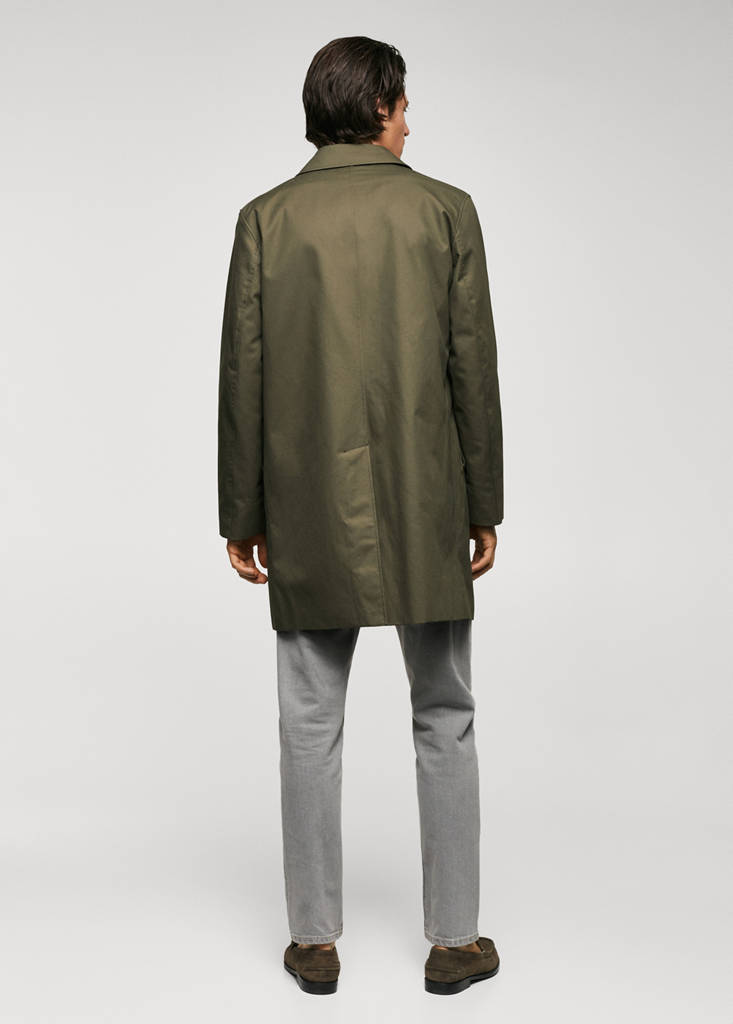 Water-repellent cotton trench coat — Khaki