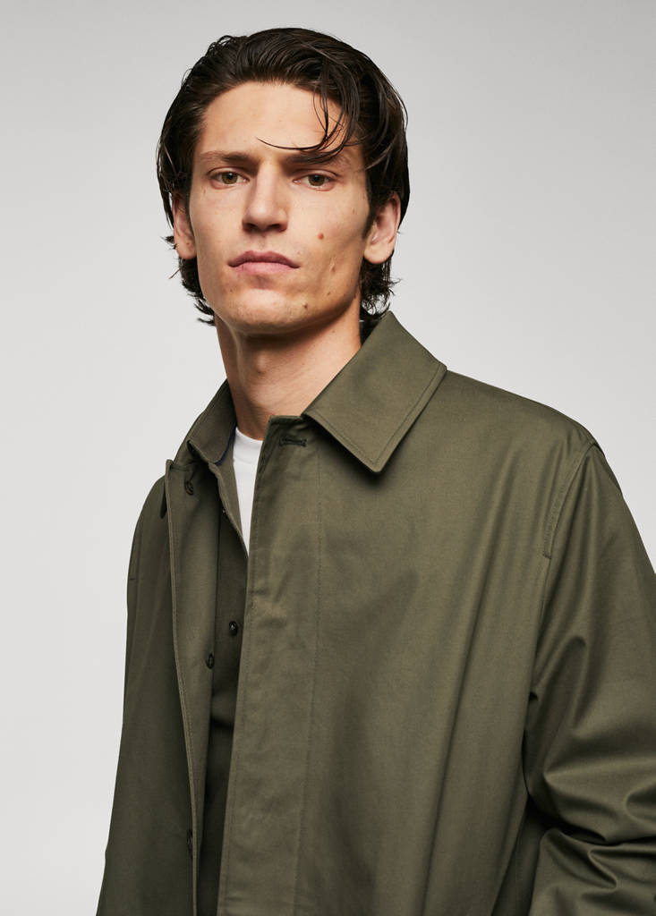 Water-repellent cotton trench coat — Khaki
