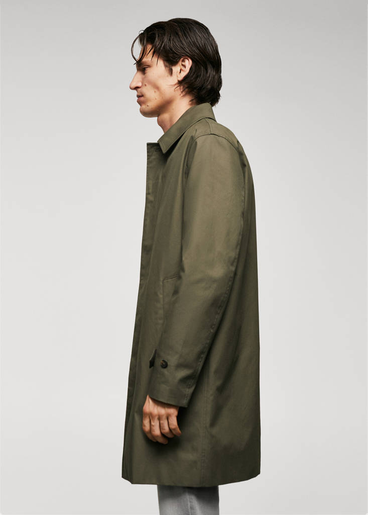 Water-repellent cotton trench coat — Khaki