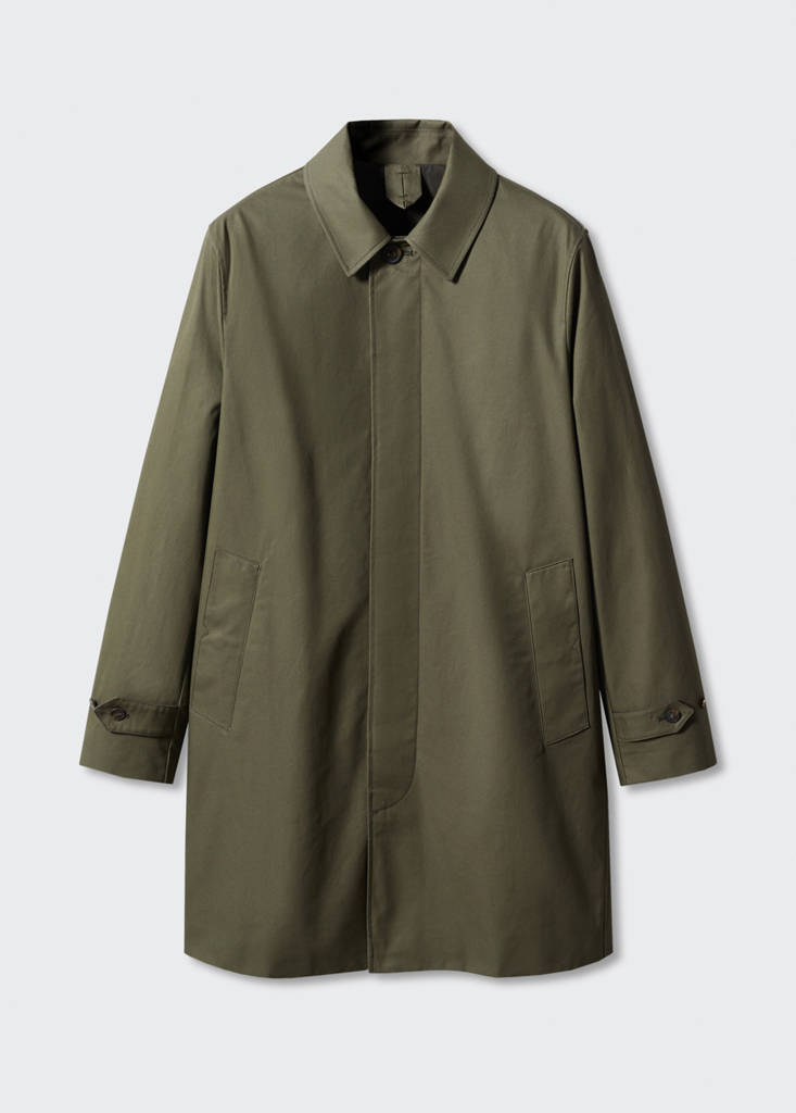 Water-repellent cotton trench coat — Khaki
