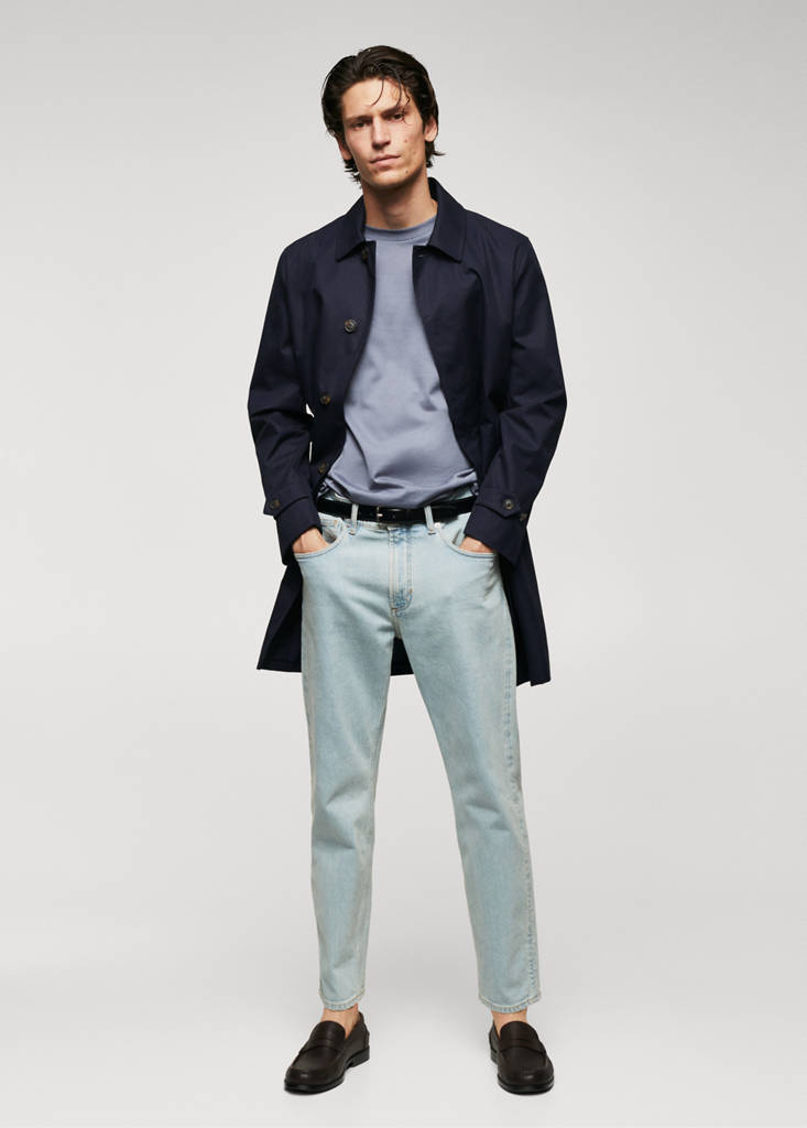 Water-repellent cotton trench coat — Dark Navy