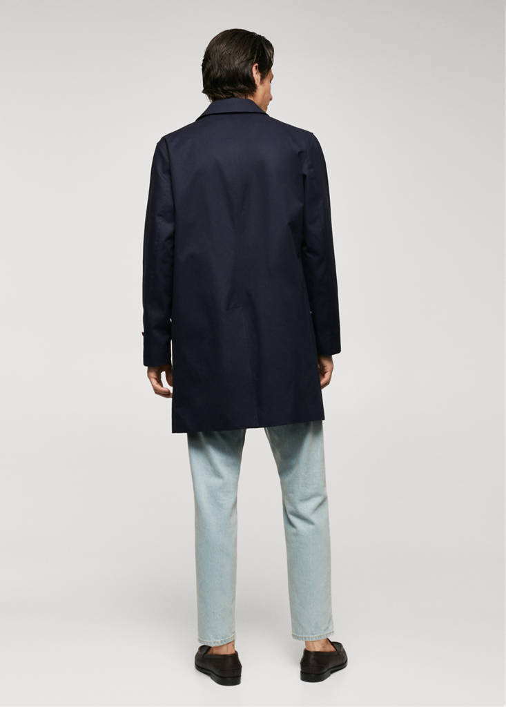 Water-repellent cotton trench coat — Dark Navy