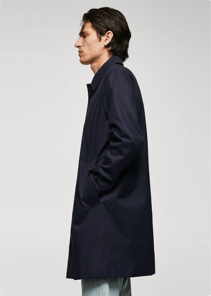 Water-repellent cotton trench coat — Dark Navy