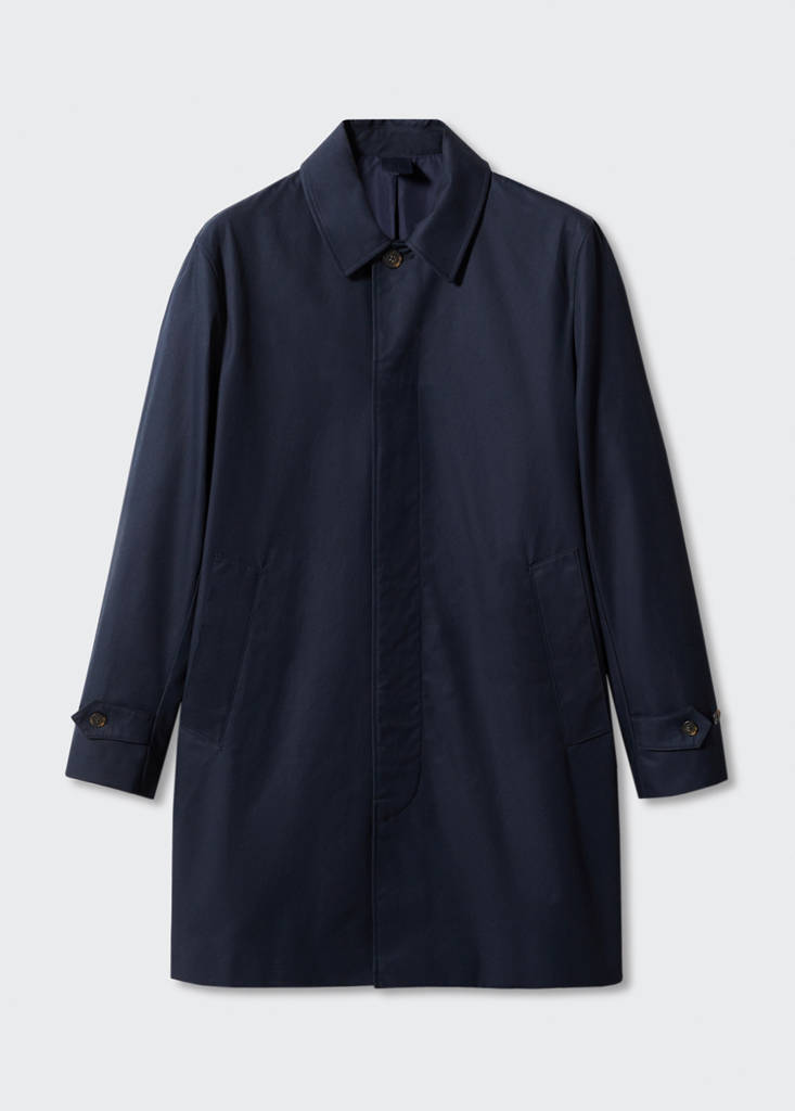 Water-repellent cotton trench coat — Dark Navy