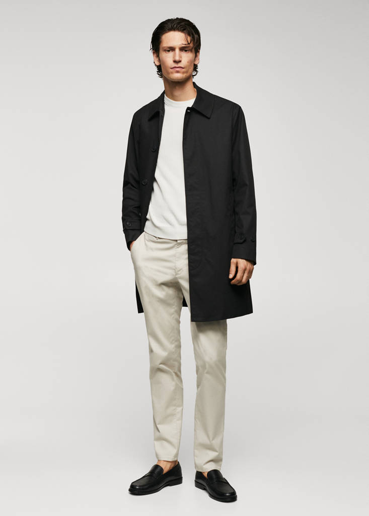 Water-repellent cotton trench coat — Black