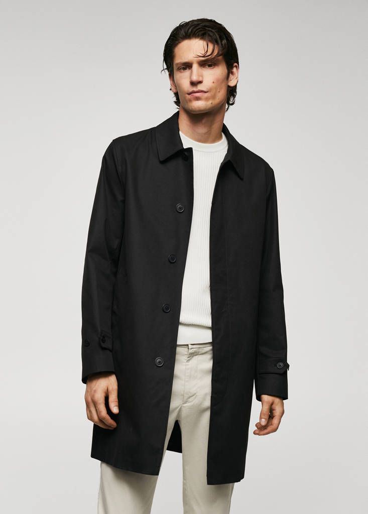 Water-repellent cotton trench coat — Black
