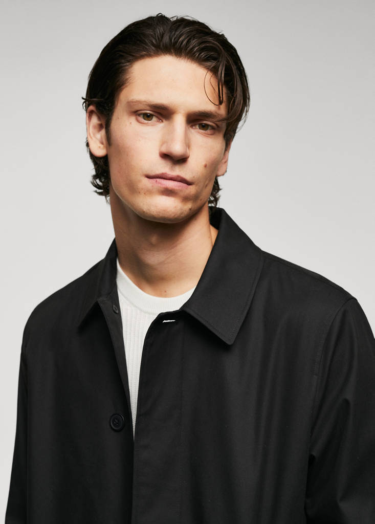 Water-repellent cotton trench coat — Black