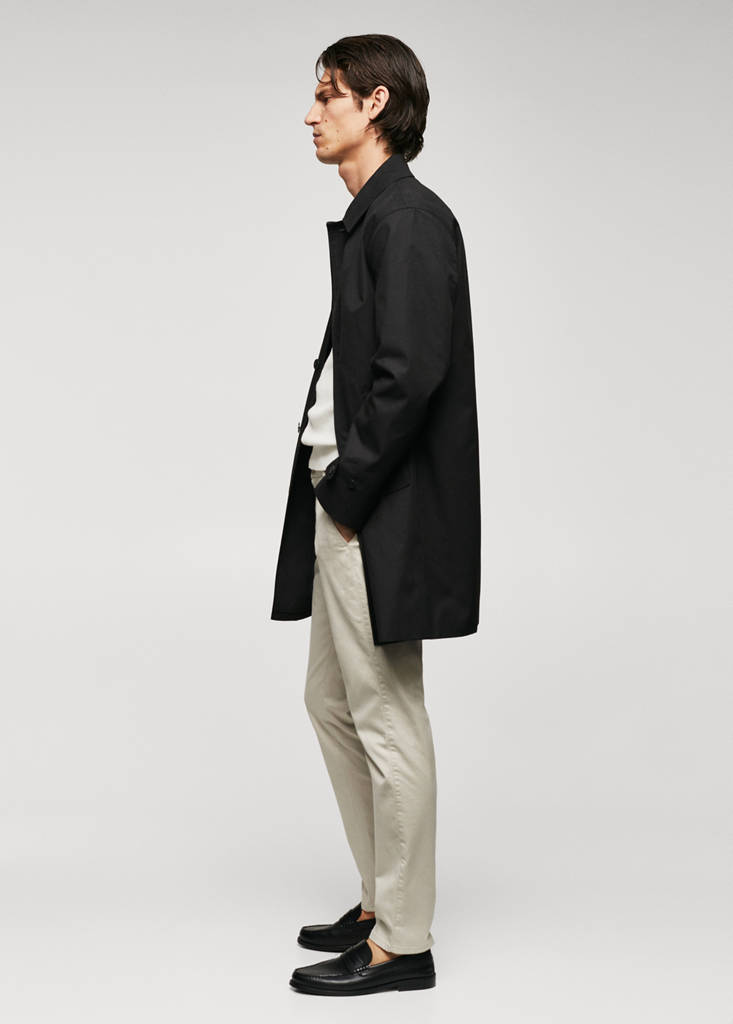 Water-repellent cotton trench coat — Black