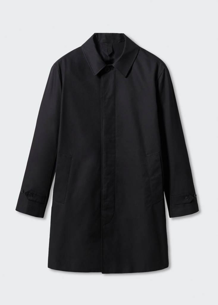 Water-repellent cotton trench coat — Black