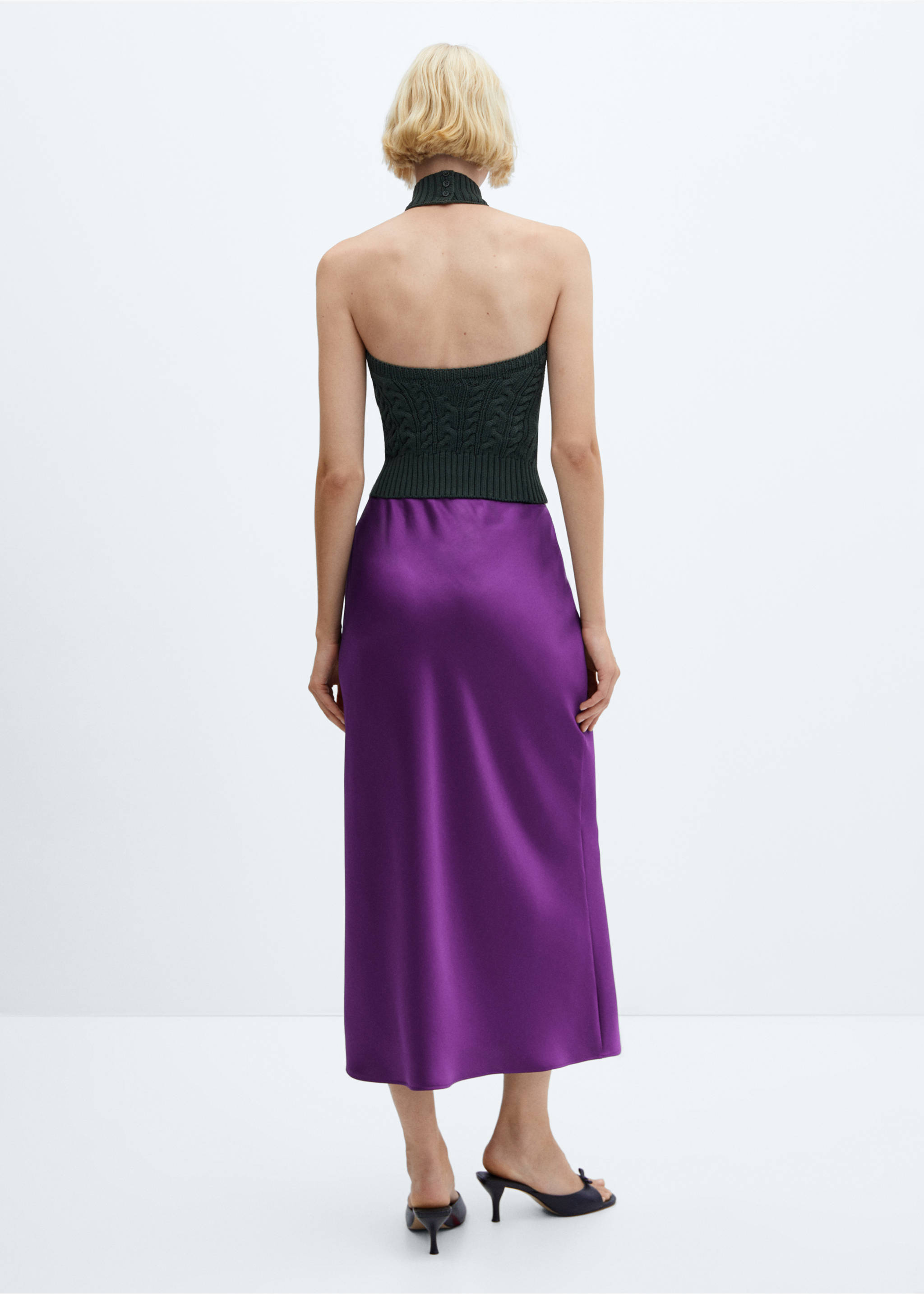 Midi satin skirt - Reverse of the article, Purple. Ref: 57084394-00.