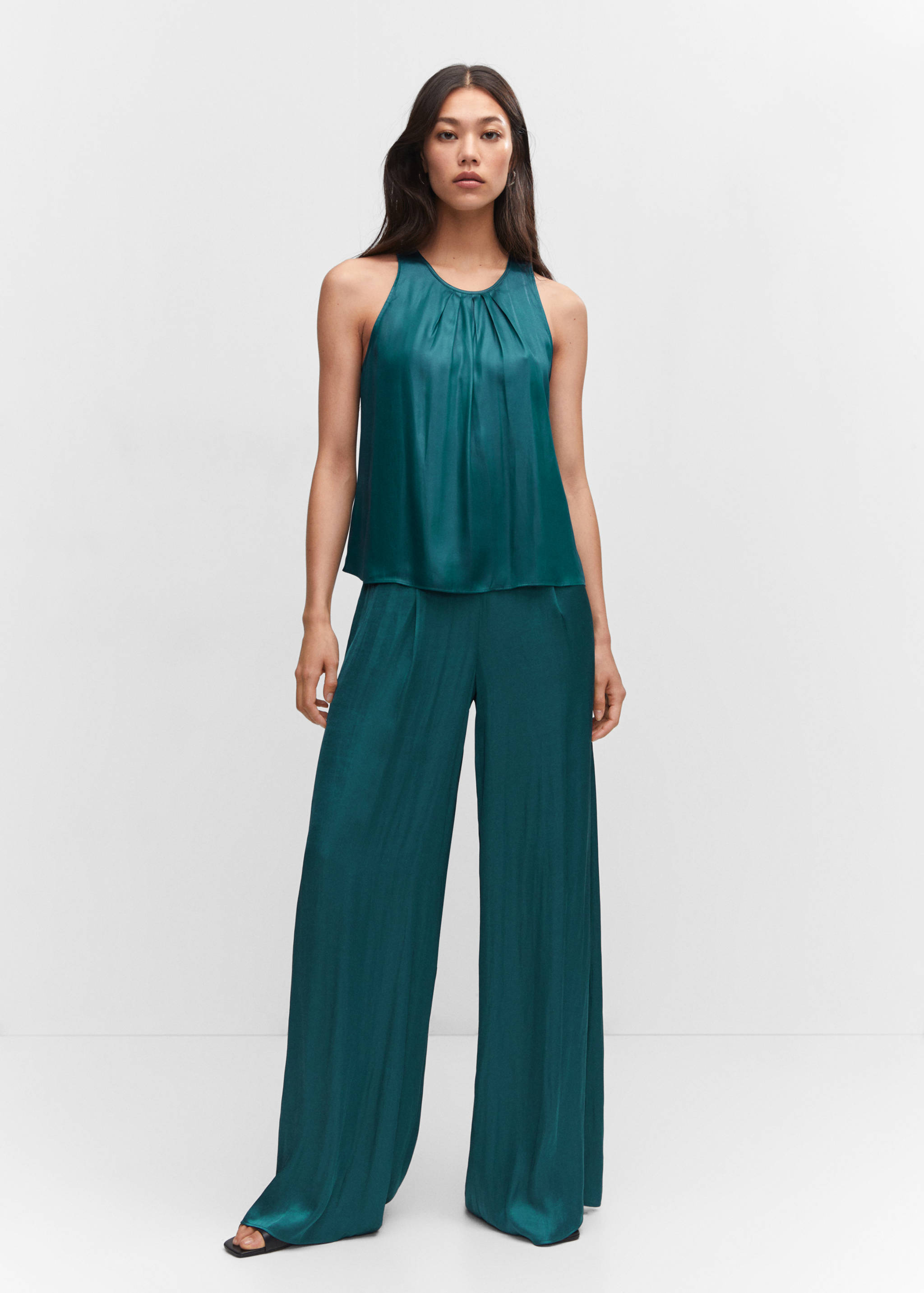 Satin wide leg trousers - General plane