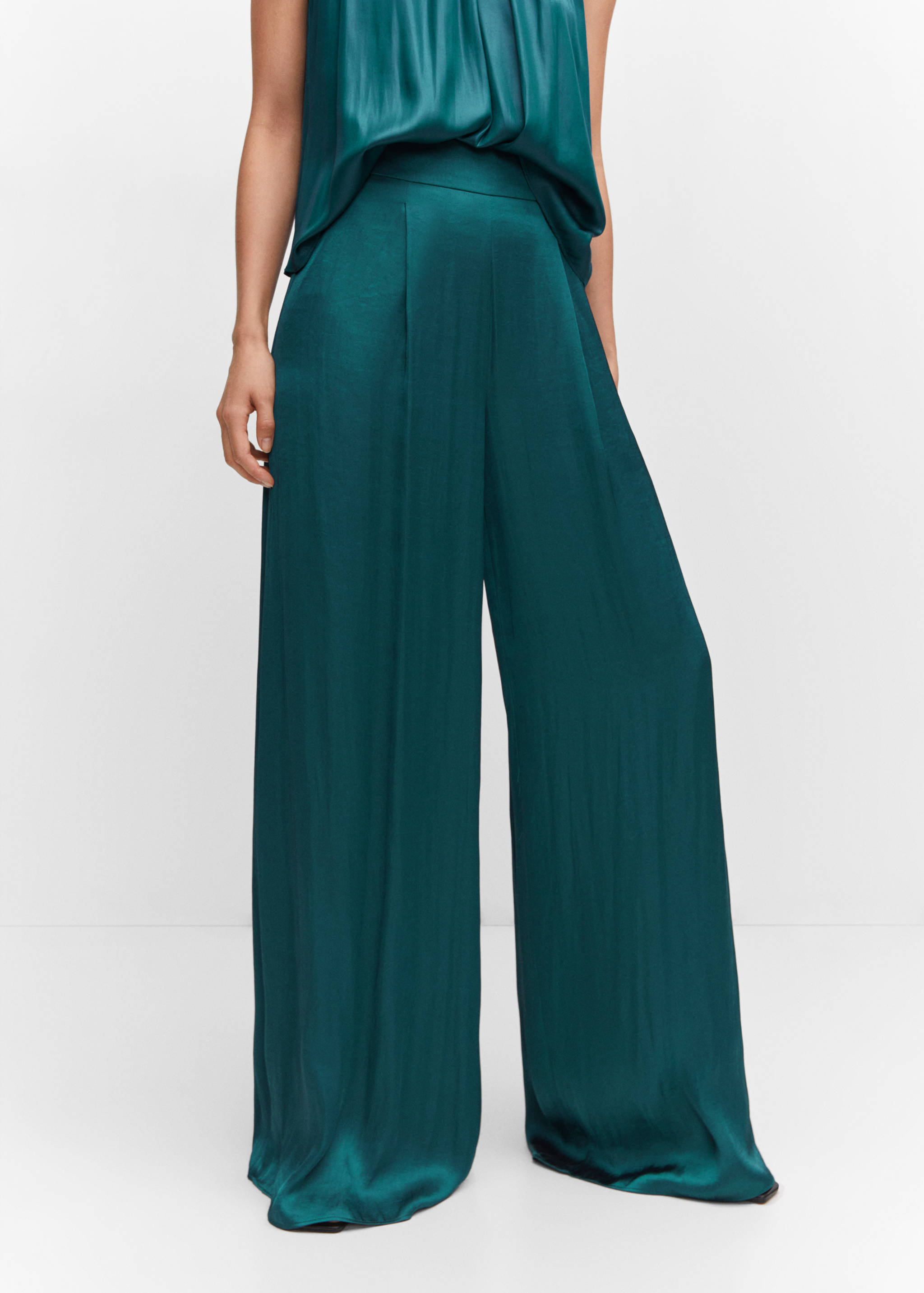 Satin wide leg trousers - Medium plane