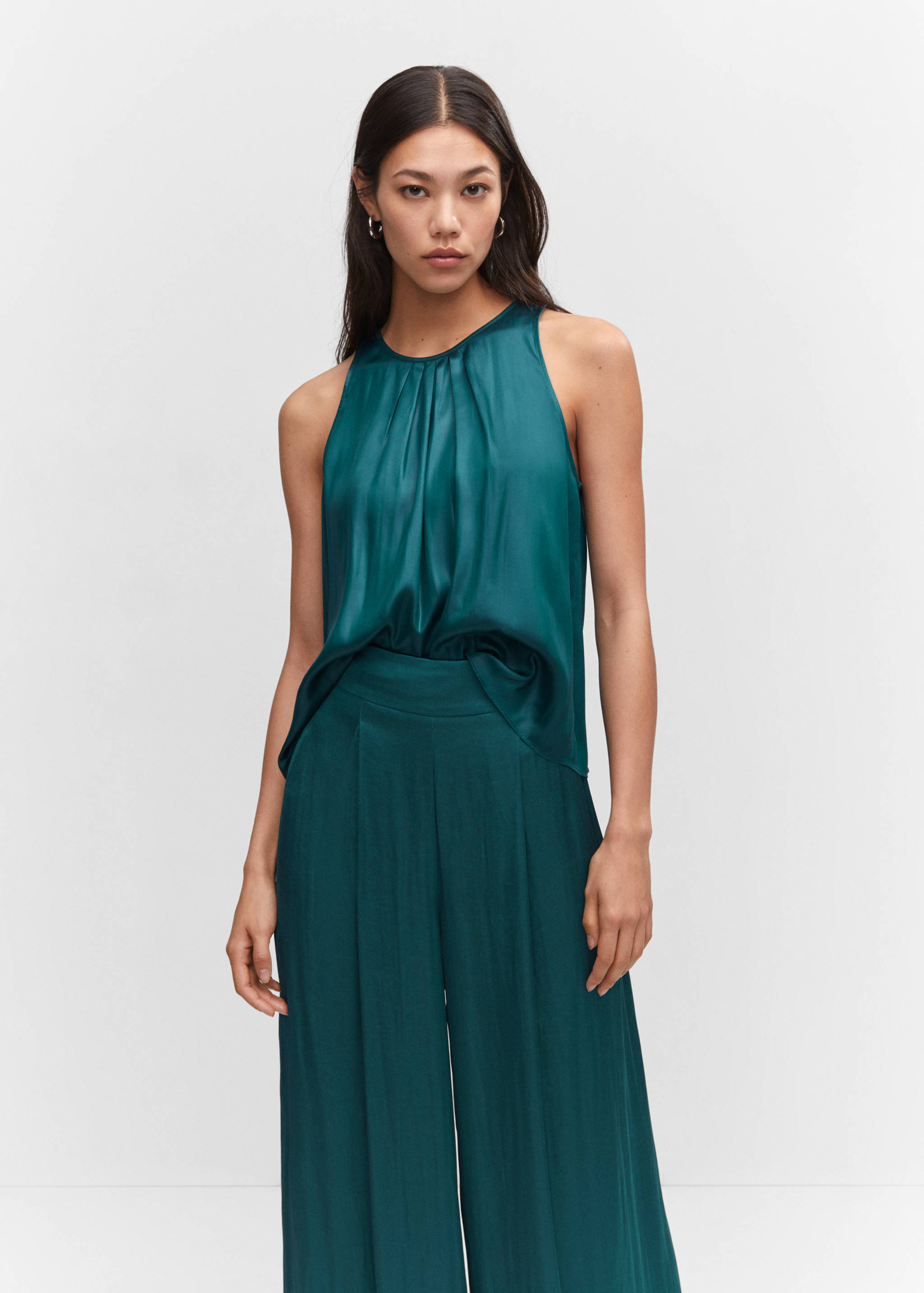 Satin wide leg trousers - Details of the article 1