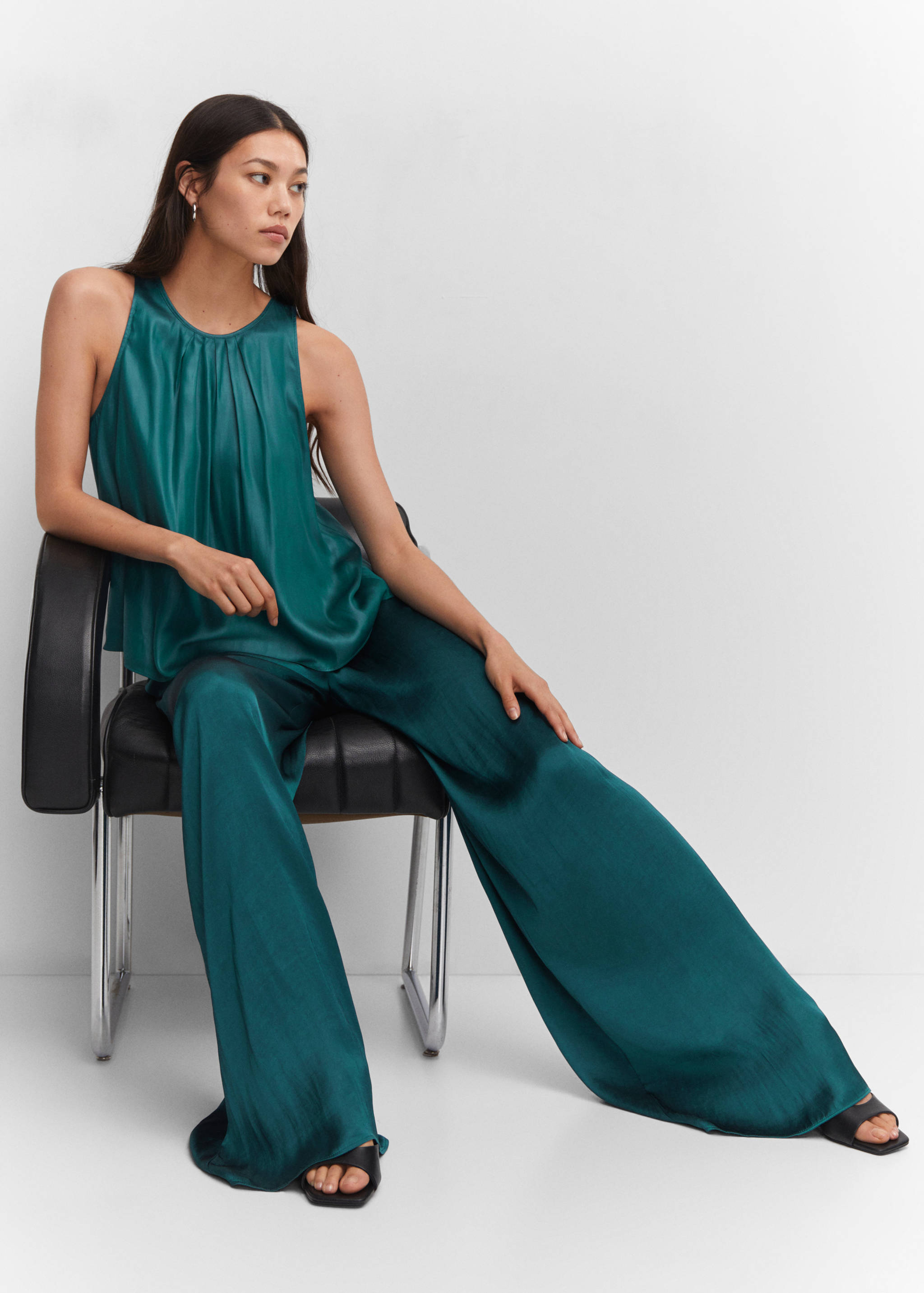 Satin wide leg trousers - Details of the article 2