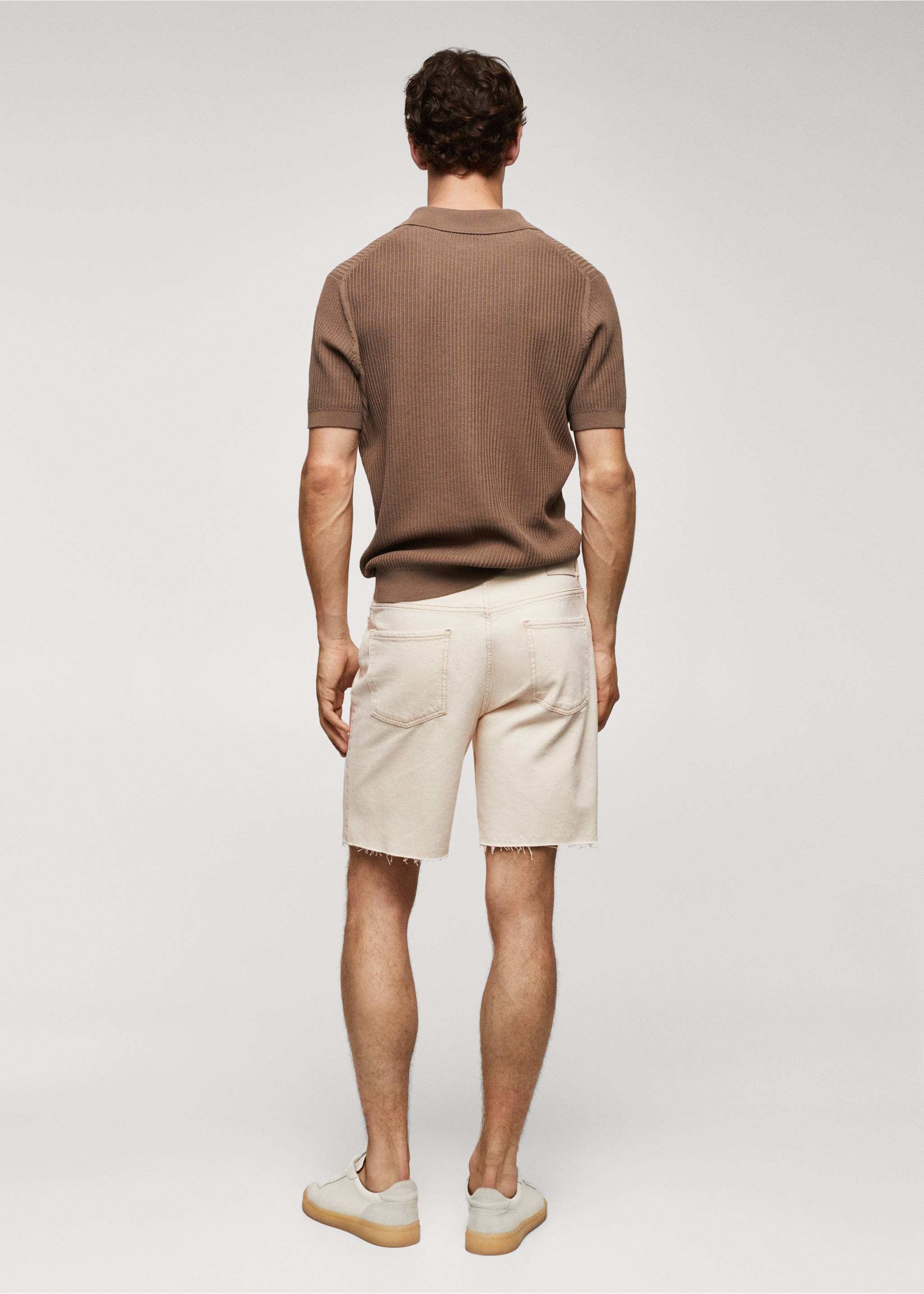 Regular-fit denim shorts - Reverse of the article, Ecru. Ref: 57084398-00.