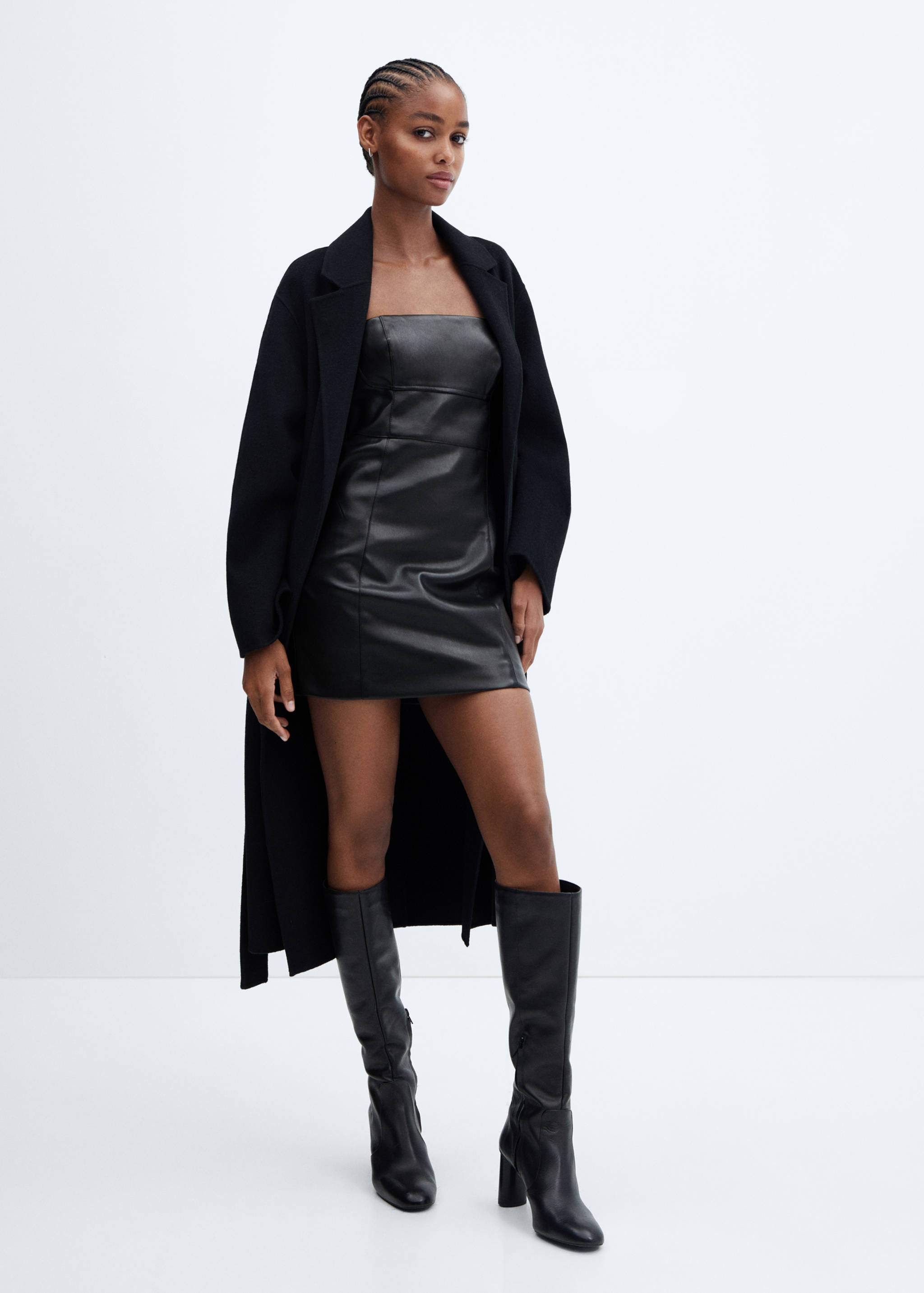 Leather-effect strapless dress - General plane