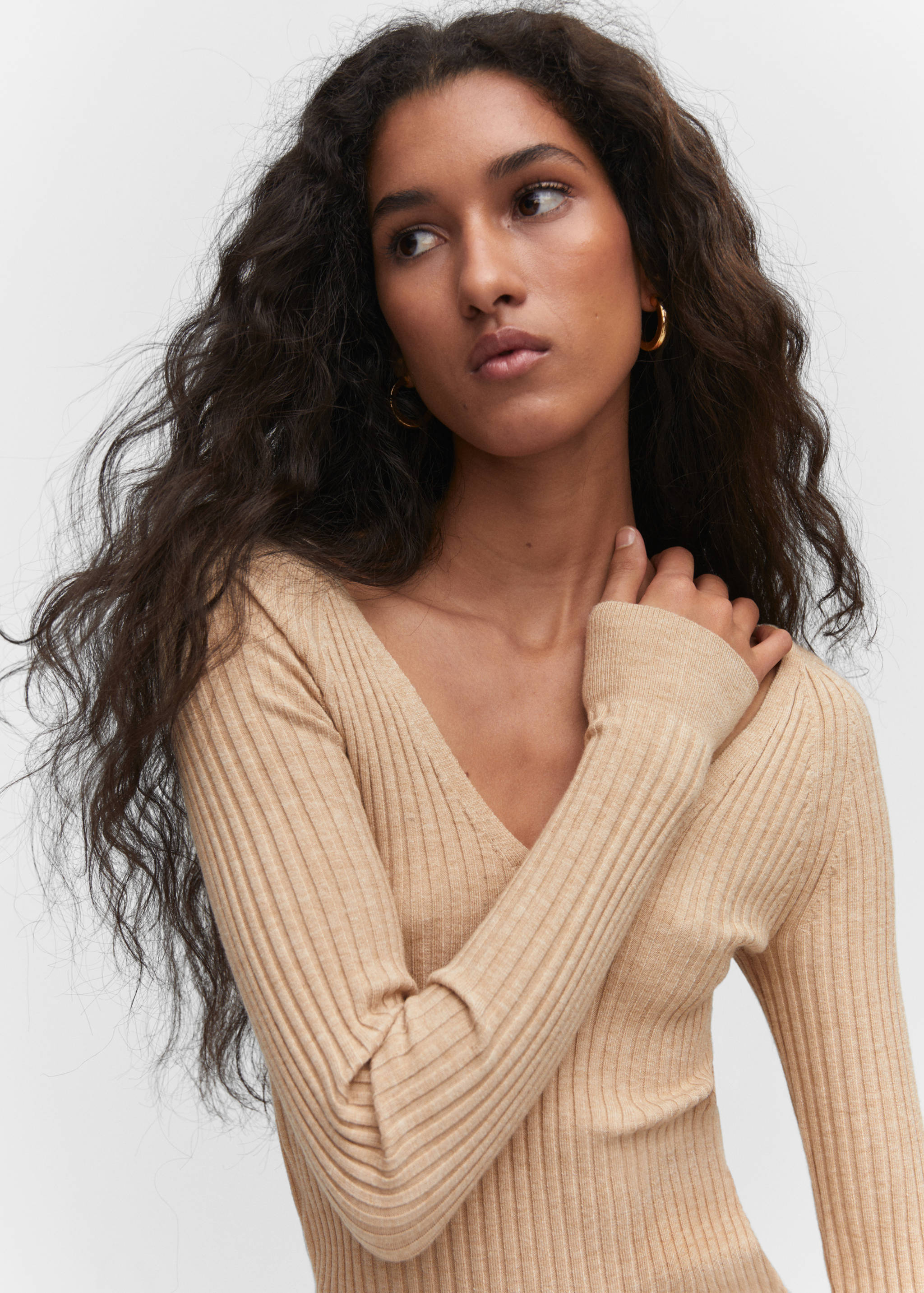 V-neck ribbed knit sweater - Details of the article 1