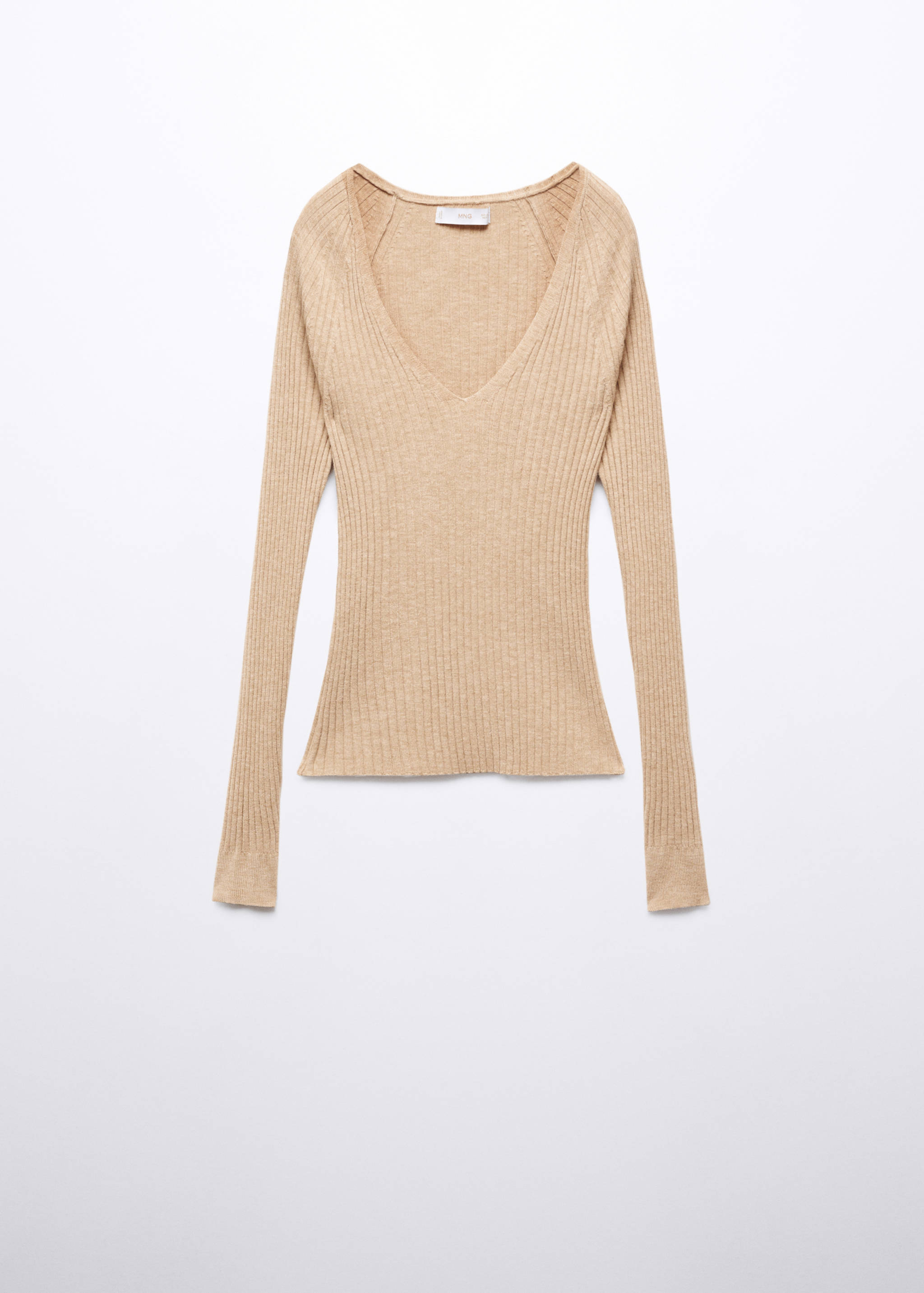 V-neck ribbed knit sweater - Article without model