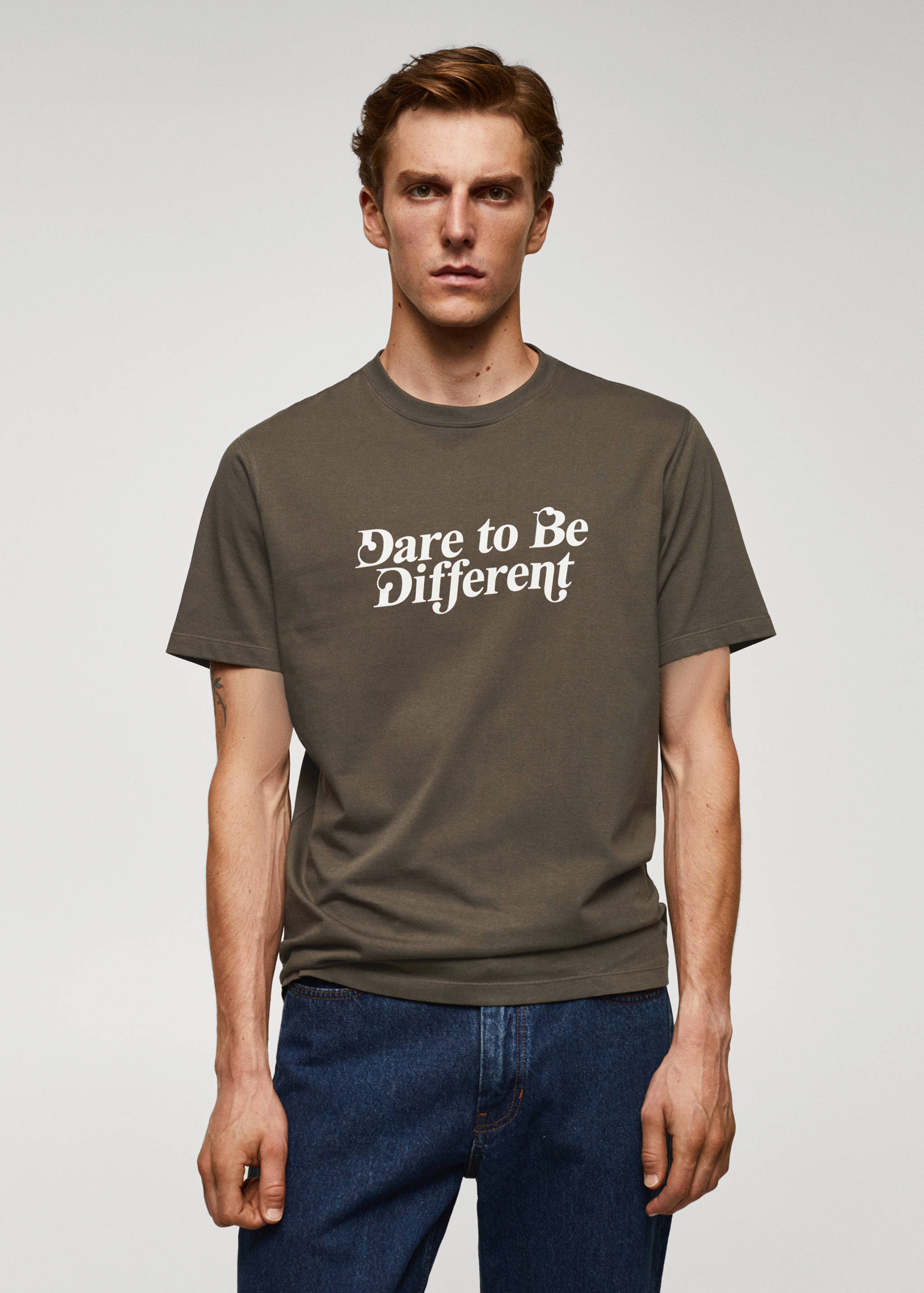 T-shirt de 100% algodão com estampado no peito - Plano médio